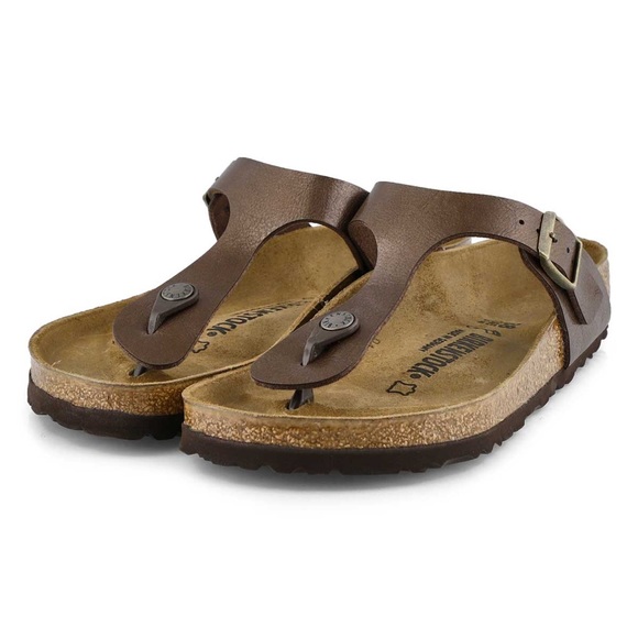 BROWN LEATHER GIZEH BIRKENSTOCKS - Picture 1 of 5